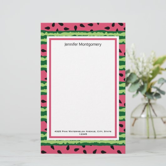 Cute Watermelon Pattern Pink & Green Briefpapier (Staand voorkant)
