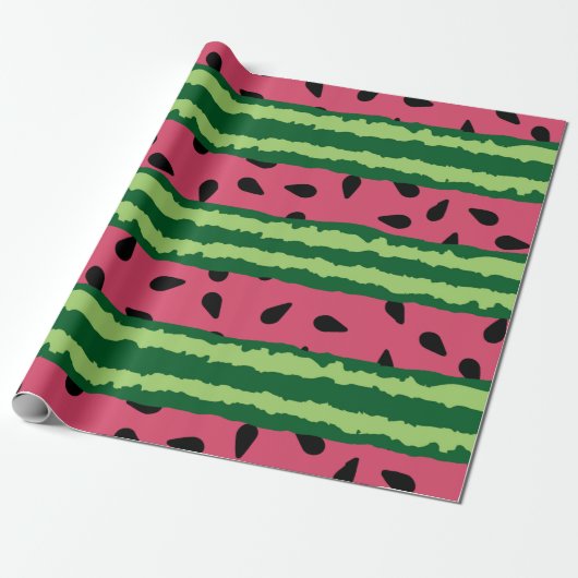 Cute Watermelon Pattern Pink & Green Cadeaupapier (Uitgerold)