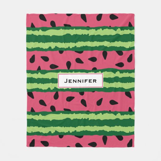 Cute Watermelon Pattern Pink & Green Fleece Deken (Voorkant)