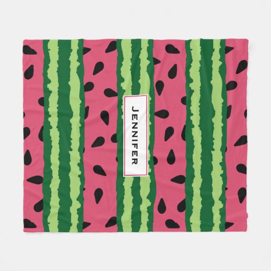Cute Watermelon Pattern Pink & Green Fleece Deken (Voorkant (Horizontaal))