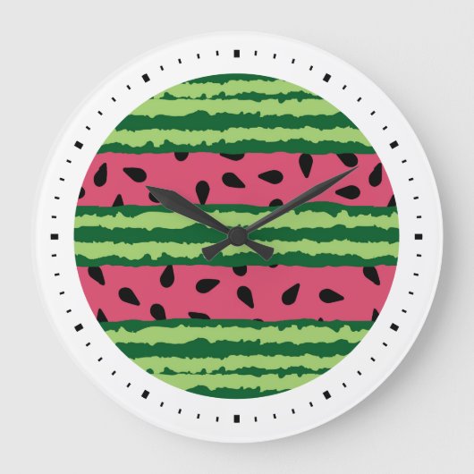 Cute Watermelon Pattern Pink & Green Grote Klok (Voorkant)