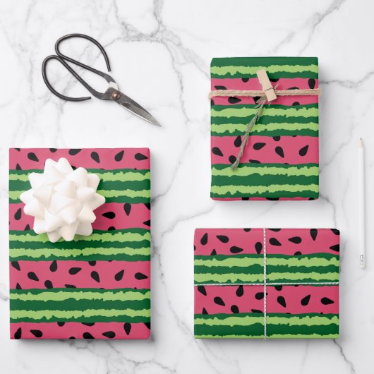 Cute Watermelon Pattern Pink & Green Inpakpapier Vel (Voorkant)