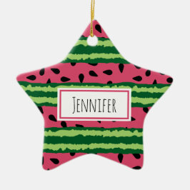 Cute Watermelon Pattern Pink & Green Keramisch Ornament