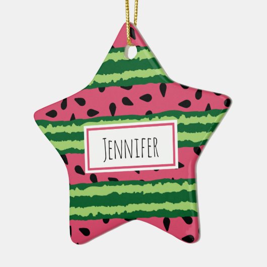 Cute Watermelon Pattern Pink & Green Keramisch Ornament (Links)