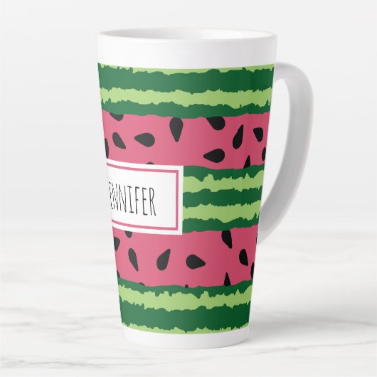 Cute Watermelon Pattern Pink & Green Latte Mok (Rechterhoek)