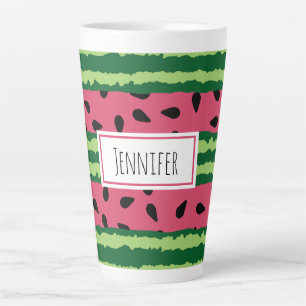 Cute Watermelon Pattern Pink & Green Latte Mok