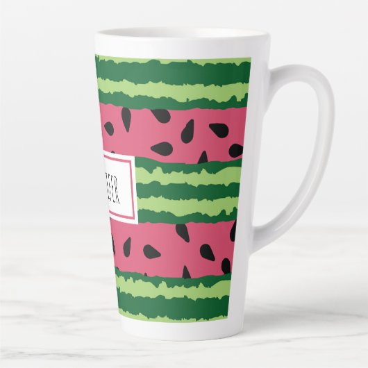 Cute Watermelon Pattern Pink & Green Latte Mok (Rechts)