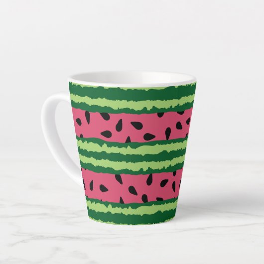 Cute Watermelon Pattern Pink & Green Latte Mok (Linkerhoek)