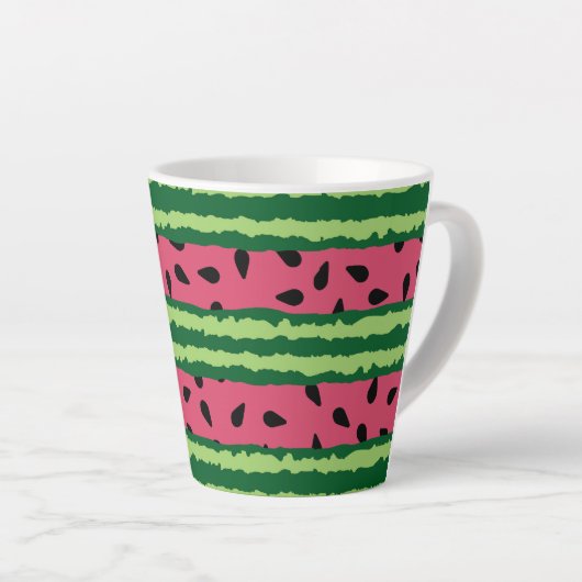 Cute Watermelon Pattern Pink & Green Latte Mok (Rechterhoek)
