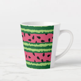 Cute Watermelon Pattern Pink & Green Latte Mok