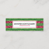 Cute Watermelon Pattern Pink & Green Mini Visitekaartje (Voorkant)