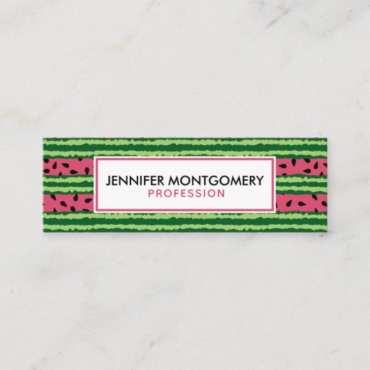 Cute Watermelon Pattern Pink & Green Mini Visitekaartje (Voorkant)