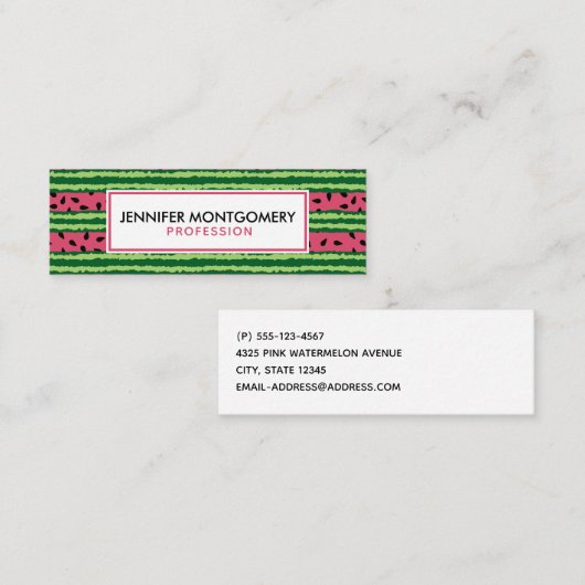 Cute Watermelon Pattern Pink & Green Mini Visitekaartje (Voorkant / Achterkant)