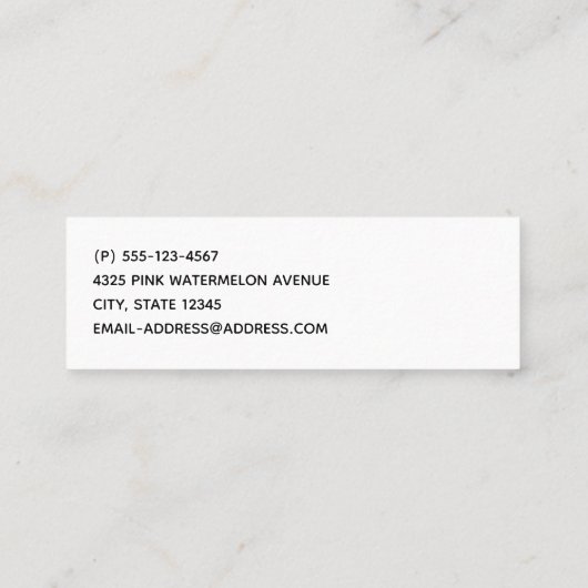 Cute Watermelon Pattern Pink & Green Mini Visitekaartje (Achterkant)