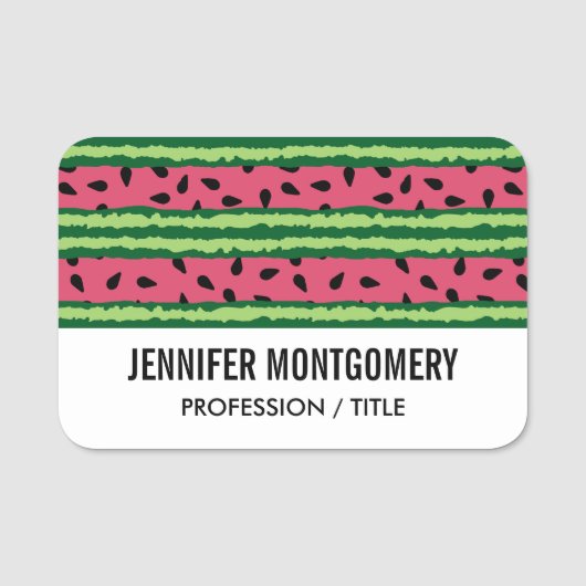 Cute Watermelon Pattern Pink & Green Naamplaatje (Voorkant)
