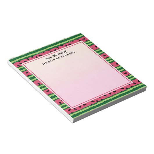 Cute Watermelon Pattern Pink & Green Notitieblok (Schuin)