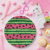 Cute Watermelon Pattern Pink & Green Papieren Bordje (Feest)