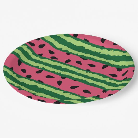Cute Watermelon Pattern Pink & Green Papieren Bordje (Gekanteld)