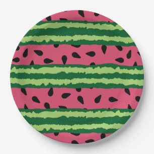 Cute Watermelon Pattern Pink & Green Papieren Bordje