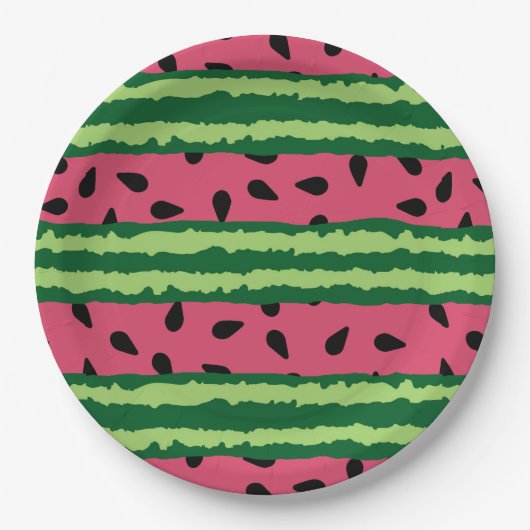 Cute Watermelon Pattern Pink & Green Papieren Bordje (Voorkant)