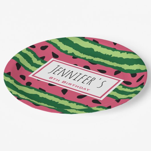 Cute Watermelon Pattern Pink & Green Papieren Bordje (Gekanteld)