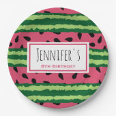 Cute Watermelon Pattern Pink & Green Papieren Bordje (Voorkant)