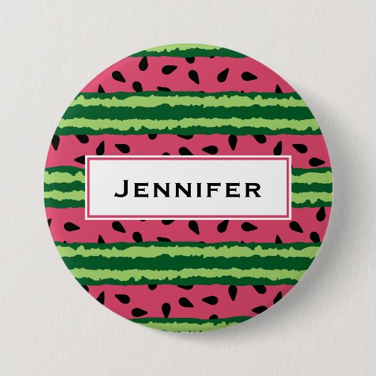 Cute Watermelon Pattern Pink & Green Ronde Button 7,6 Cm (Voorkant)