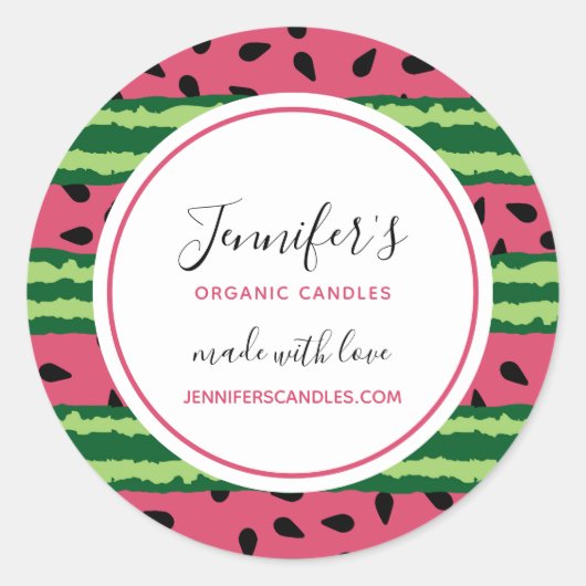 Cute Watermelon Pattern Pink & Green Ronde Sticker