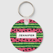 Cute Watermelon Pattern Pink & Green Sleutelhanger (Voorkant)