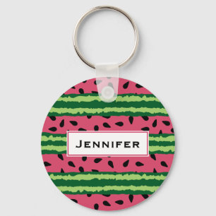 Cute Watermelon Pattern Pink & Green Sleutelhanger