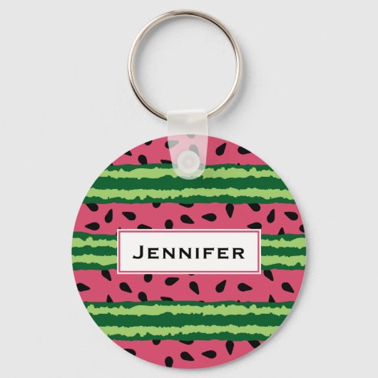 Cute Watermelon Pattern Pink & Green Sleutelhanger (Voorkant)