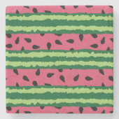 Cute Watermelon Pattern Pink & Green Stenen Onderzetter (Voorkant)