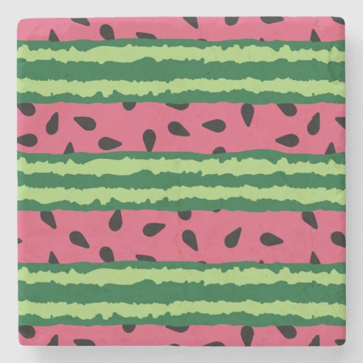 Cute Watermelon Pattern Pink & Green Stenen Onderzetter (Voorkant)