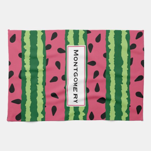 Cute Watermelon Pattern Pink & Green Theedoek (Horizontaal)