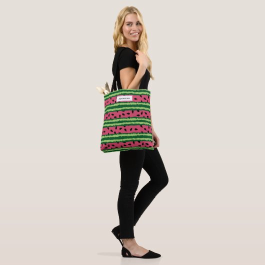 Cute Watermelon Pattern Pink & Green Tote Bag (Op model)