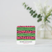 Cute Watermelon Pattern Pink & Green Vierkante Visitekaartje (Staand voorkant)