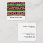 Cute Watermelon Pattern Pink & Green Vierkante Visitekaartje (Voorkant / Achterkant)