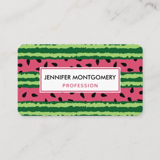 Cute Watermelon Pattern Pink & Green Visitekaartje (Voorkant)