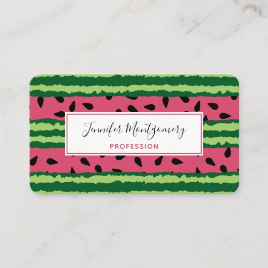 Cute Watermelon Pattern Pink & Green Visitekaartje (Voorkant)