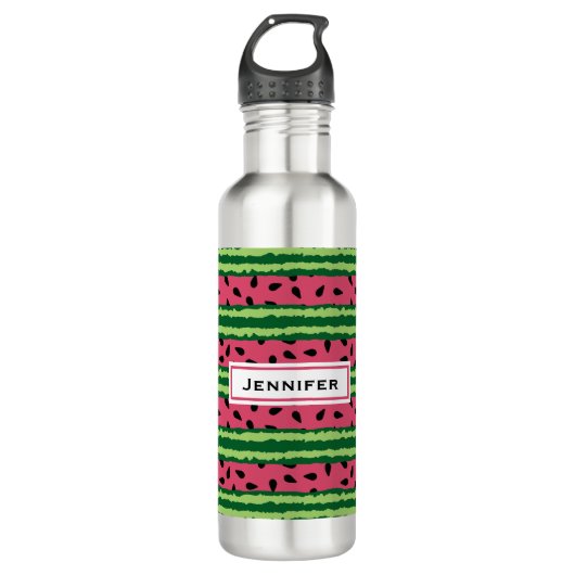 Cute Watermelon Pattern Pink & Green Waterfles (Voorkant)