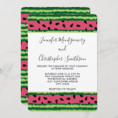 Cute Watermelon Pattern Pink & Green Wedding Kaart (Voorkant / Achterkant)