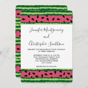 Cute Watermelon Pattern Pink & Green Wedding Kaart
