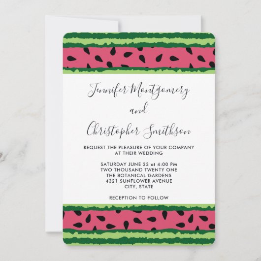 Cute Watermelon Pattern Pink & Green Wedding Kaart (Voorkant)