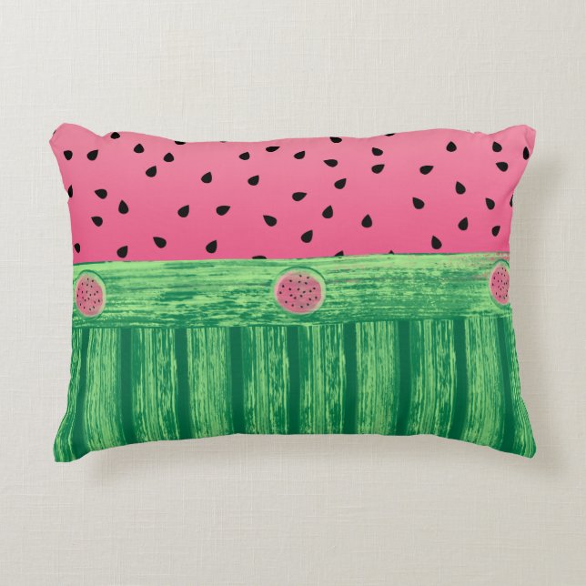 Cute Watermelon Pink Green Accent Kussen (Voorkant)