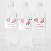 Cute Watermelon Pink & Green Birthday Waterfles Etiket (Flessen)