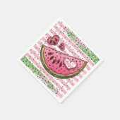 Cute Watermelon Pink Green Glitter Birthday Servet (Hoek)
