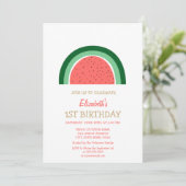 Cute Watermelon Rainbow Birthday Uitnodiging (Staand voorkant)