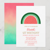 Cute Watermelon Rainbow Birthday Uitnodiging (Voorkant / Achterkant)