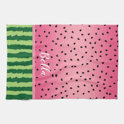 Cute Watermelon Rind en Zaden, gepersonaliseerd Theedoek (Horizontaal)