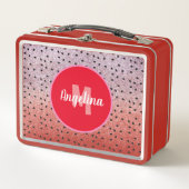 Cute Watermelon Seeds Monogrammed Faux Glitter Red (Voorkant)